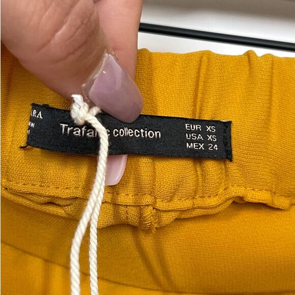 ZARA Legging Women's XS Yellow Mustard Trafaluc Collection Cropped Capri NWOT - Picture 9 of 9